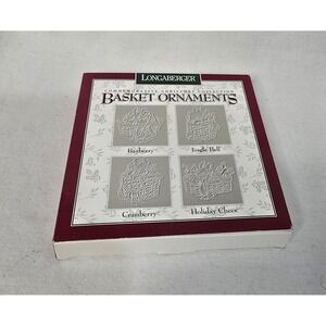 Longaberger Basket Pewter Christmas Ornaments Set of‎ 4